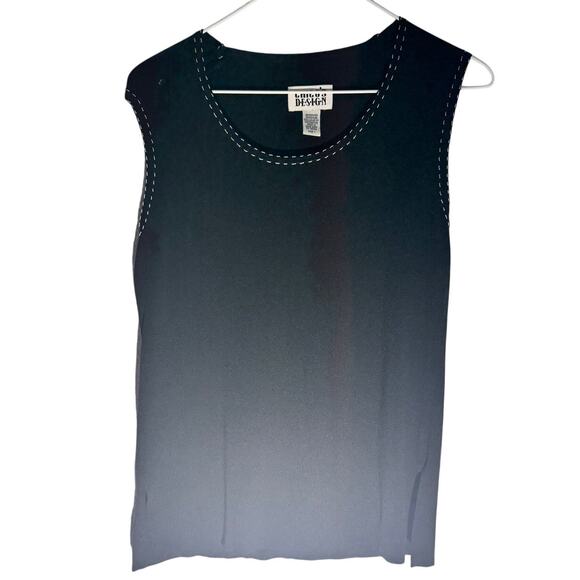 Chico’s Design Black Open Front Cardigan & Tank Set Size 1 Contrast Stitch Trim - Picture 3 of 8